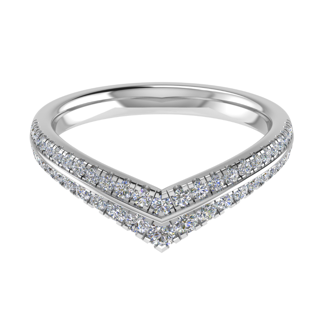 Wishbone Double Row Round Brilliant Diamond Ring 0.35ct