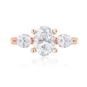 Oval & Marquise Three Stone Engagement Ring