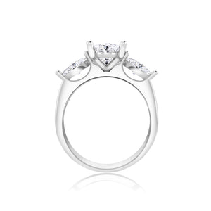 Oval & Marquise Three Stone Engagement Ring