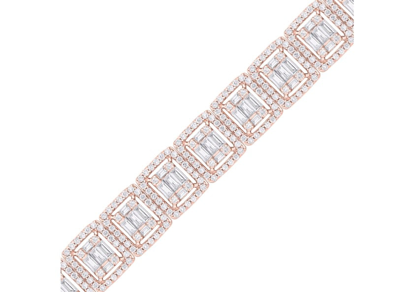 Large Baguette Line Bracelet set in 18ct Gold