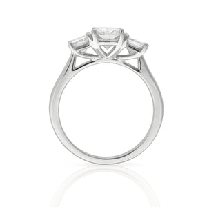 Platinum Radiant Three Stone Ring 2.01ct